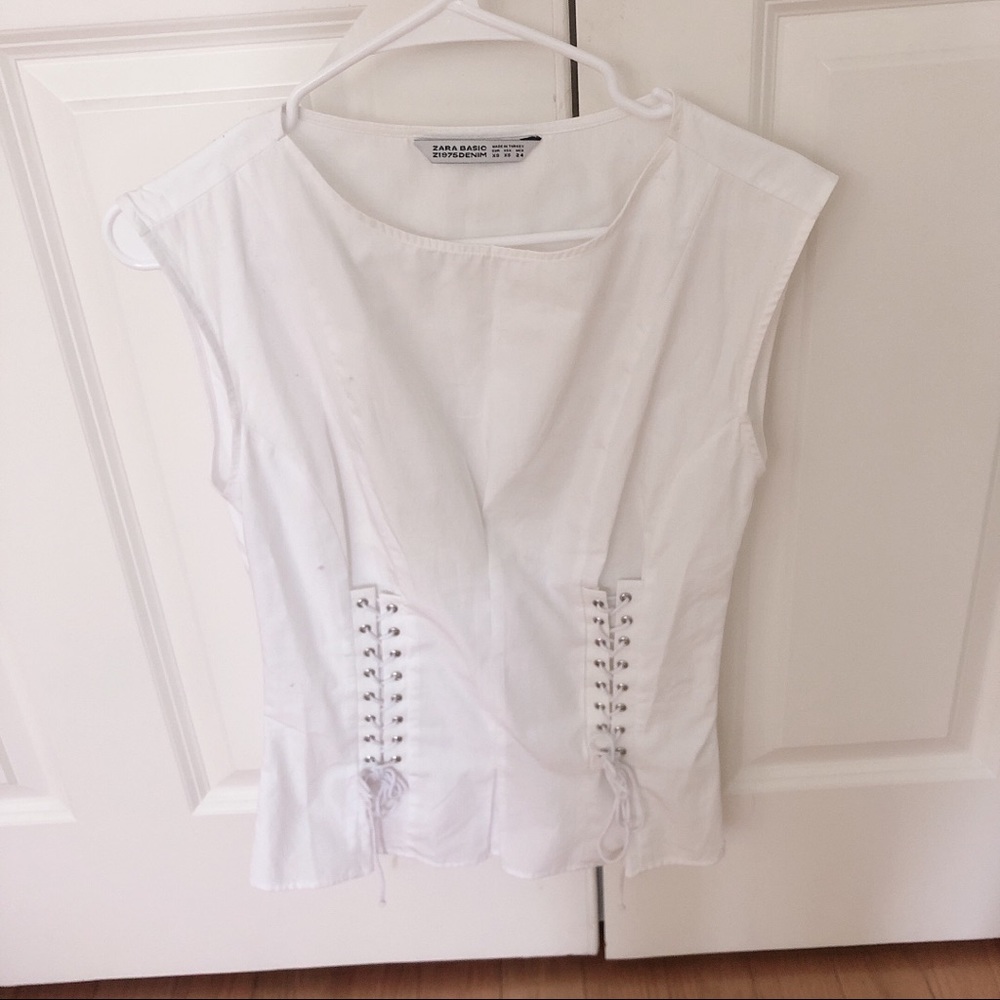 Zara white blouse with Laces
